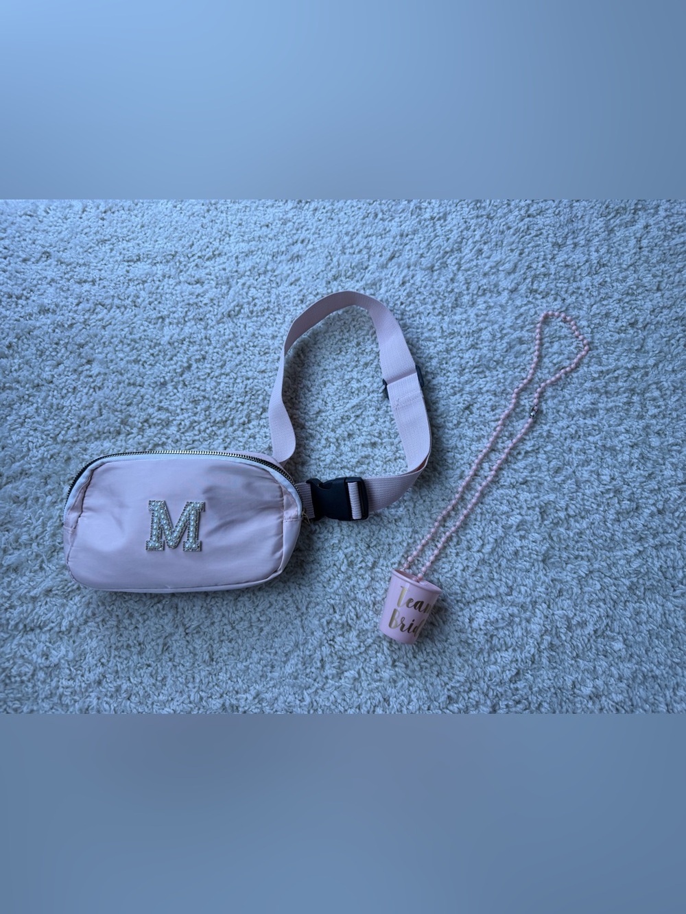 Pearl-Embellished Pink Crossbody Belt Bag - Picture 2 of 9